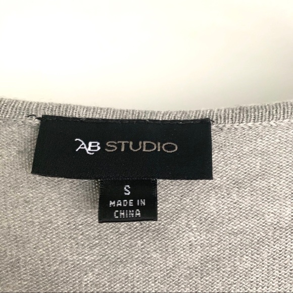 AB Studio Gray Long Sleeve Sweater Pearl Sparkle S - Picture 5 of 9